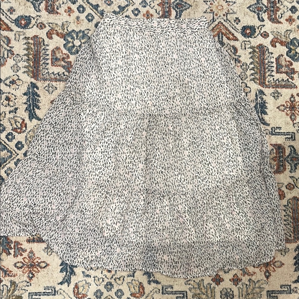 Japna Army Green and White Midi Skirt